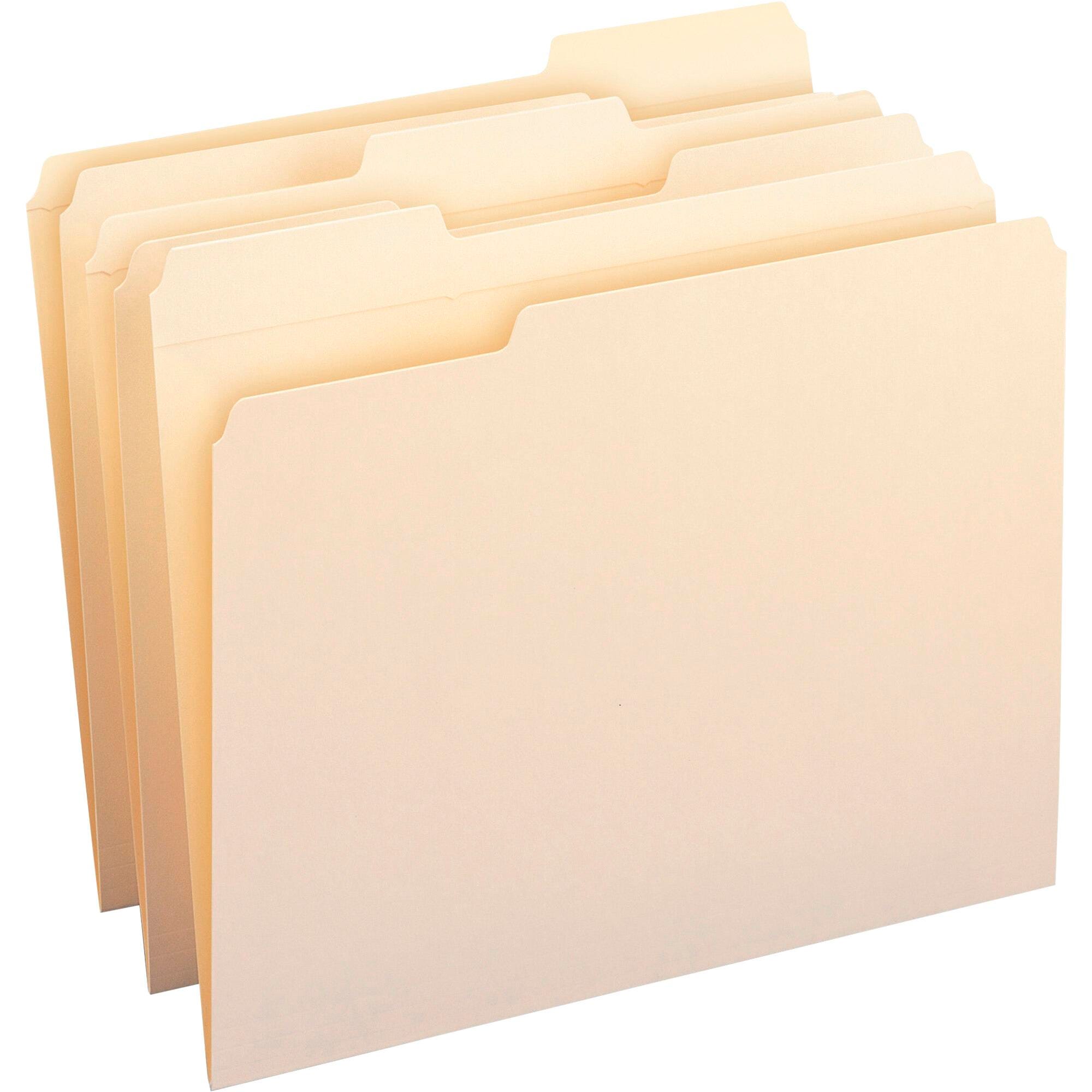 Smead Reinforced File Folder, Letter Size, 1/3 Assorted Cut Tab, Manila, Pack of 100, Item Number 2051040